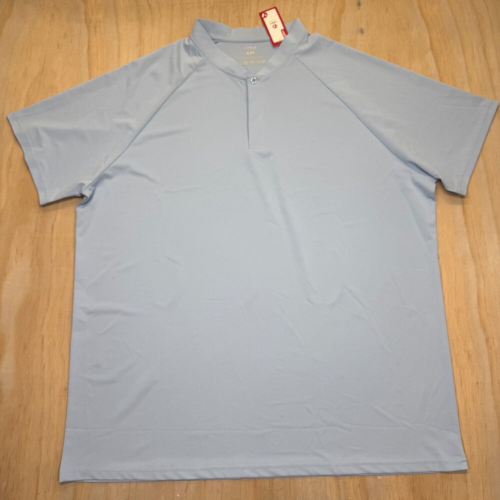 NEW Viodia Golf Shirts Collarless Quick Dry Short Sleeve Polo 2XL Light Blue